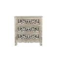 thumbnail image 3 of Taran Designs Monte Floral Carved Solid Wood 3-Drawers Nightstand in Gray, 3 of 6