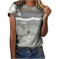 thumbnail image 1 of CEHVOM Hauts pour Femmes Mode Décontractée Blouse Ample Impression Dégradé de Pierre Col Rond T-Shirt Chemises Blouse Imprimé Tee, 1 of 7