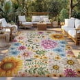 thumbnail image 2 of Sunflower Vintage Outdoor Rug for Patio/Deck/Porch, Non-Slip Large Area Rug 3 x 5 Ft, Yellow Floral Summer Botanical Retro Art Indoor Outdoor Rugs Washable Area Rugs, Camping Rug Carpet Runner, 2 of 8