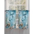 thumbnail image 3 of Tier Curtains 45 Inches Long, Coastal Jellyfish Window Treatment Curtain Drapes, Blue Coral Starfish Abstract Painting Window Half Privacy Curtains for Bedroom Bathroom, 42"x45", 2 Panels, 3 of 7
