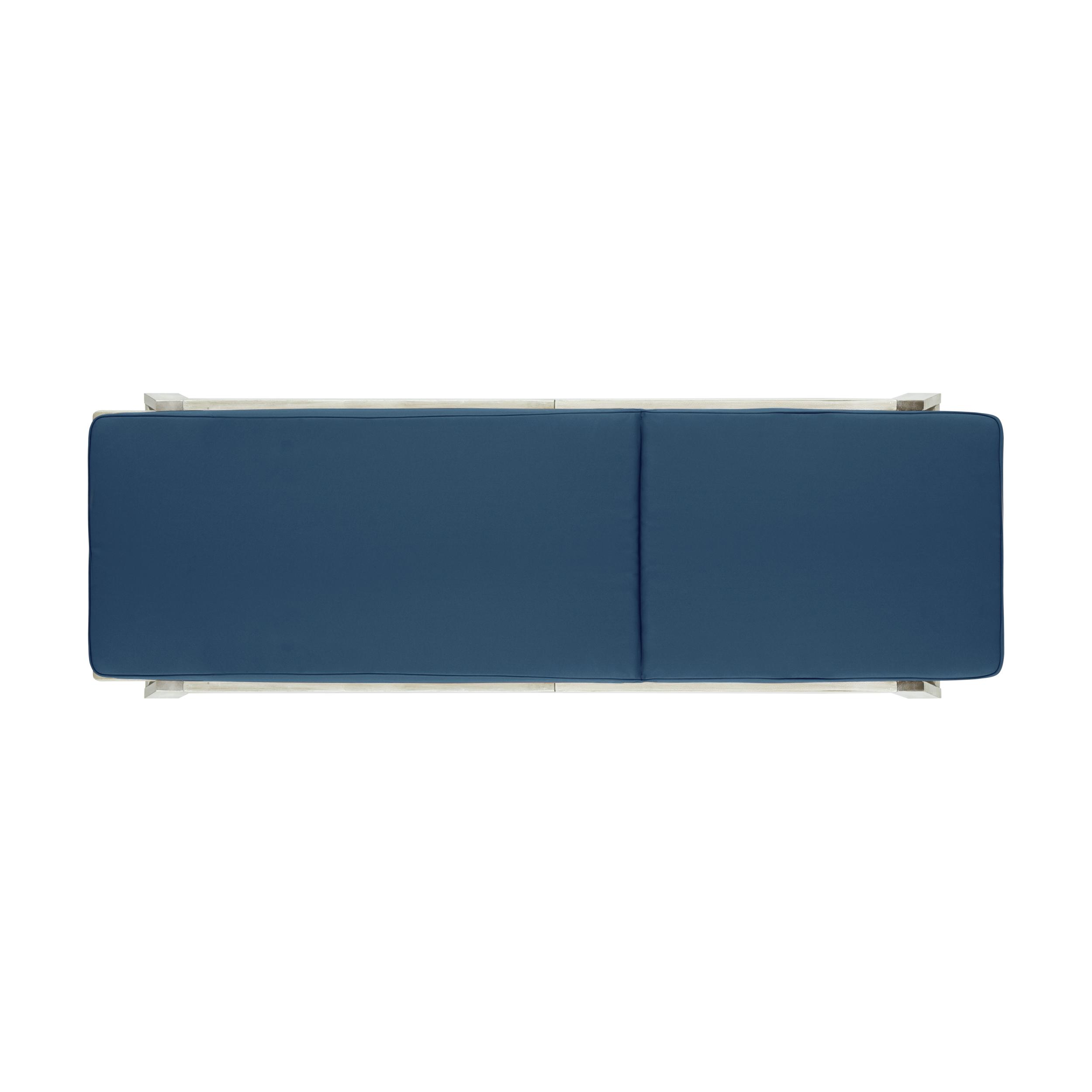 Cullen Outdoor Acacia Wood Chaise Lounge and Cushion Sets, Set of 2, Light Gray and Blue