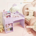 thumbnail image 4 of Bingirl Vanity Table Set with LED Lights and Stool, MDF Children’s Makeup Table STM-03, Purple, 4 of 6