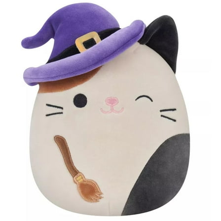 Squishmallow 12" Cam Winking Cat with Witch Hat and Brooms Plush Halloween 2023