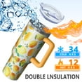 thumbnail image 2 of 40 oz Lemon Tumbler Lemon Theme 40oz Tumbler with Handle Spill Proof Lid Straw Double Insulated Coffee Cup Lemon Lover Gifts, 2 of 5