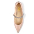 thumbnail image 3 of FSJ Women Sexy Rhinestones Pointed Toe Glitter Block Low Heels Pumps Band Slip On Office Work Wedding Dress Shoes Size 10 Pink, 3 of 5