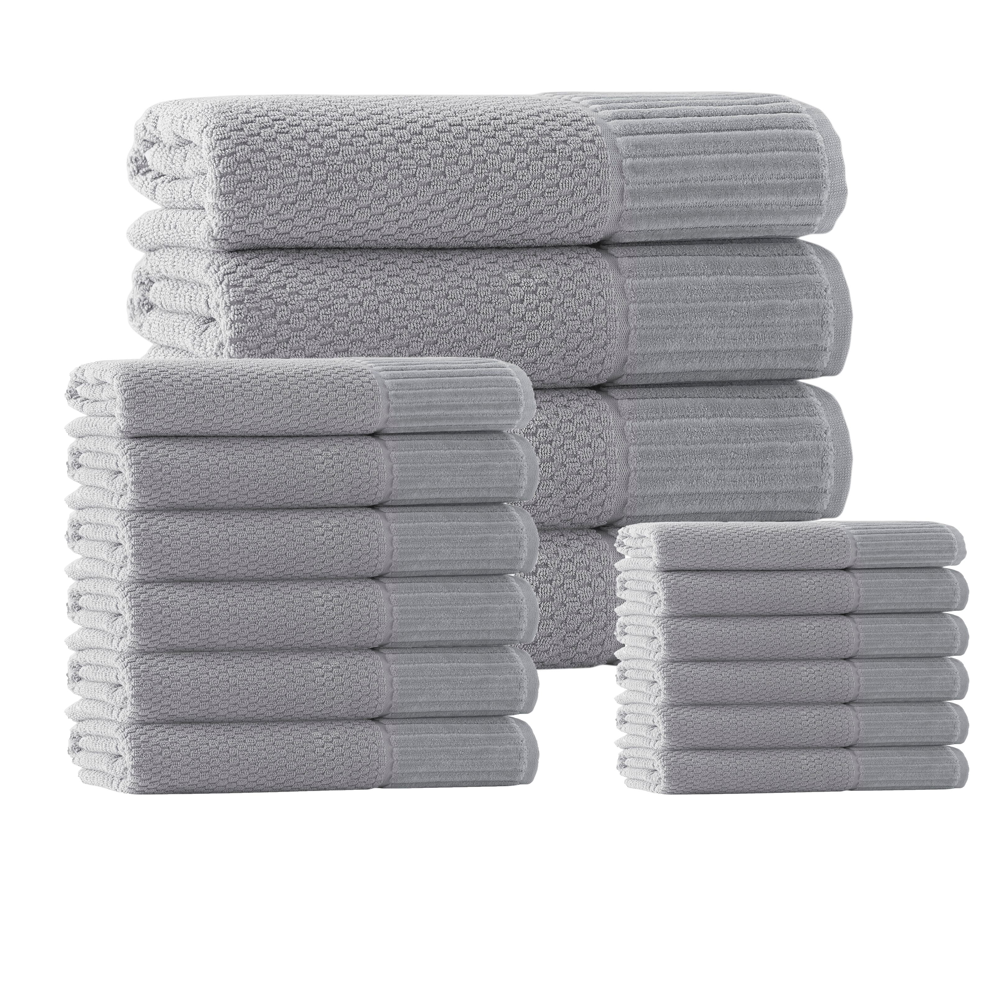 Enchante Home Timaru Turkish Cotton 16 pcs Towel Set Silver
