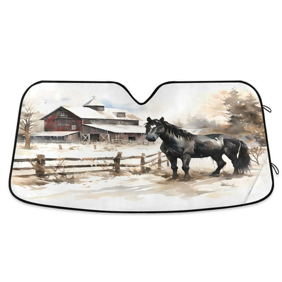 ALAZA Horse Farmhouse Windshield Sun Shade Car Foldable Sun Visor Block UV Rays Protector 55"x27.6"