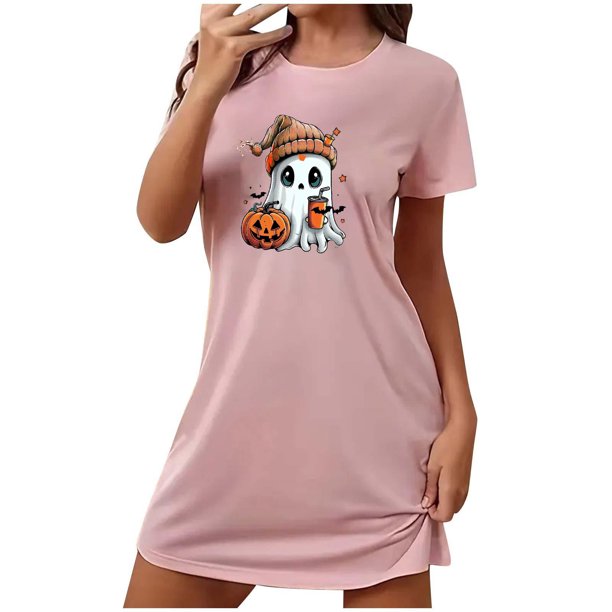 Camisón corto de talla grande para mujer, camisón de manga corta con estampado de pecho a la moda, camisón para mujer