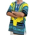 thumbnail image 1 of MAWCLOS Men T Shirts Tribal Festival Summer Tops African Print Dashiki T-Shirt Mens Loose Fit Tee Daily Wear Blouse Yellow 5XL, 1 of 2