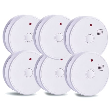 Homeya 6 Pack Smoke Alarm Detector 5 Year 9V Battery Operated Home Fire Safety Sensor