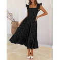 thumbnail image 4 of Merokeety Womens Summer Dresses Floral Square Neck Smocked Ruffle A Line Midi Dress With Pockets Black xl, 4 of 4