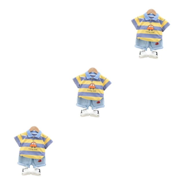 Qarigey Lindo estilo casual niños camisa pantalón conjunto viajar senderismo fiesta niños niñas tops pantalones cortos kit ropa amarillo 80 Type1 NO1