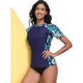 thumbnail image 6 of Charmo Women Short Sleeve Swimsuit Tops Sun Protection Rash Guard Quick Dry Swim Shirts UPF 50+, 6 of 9