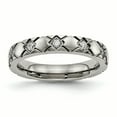 thumbnail image 1 of Titanium Polished Criss Cross Grooved CZ Ring 12 Size, 1 of 6