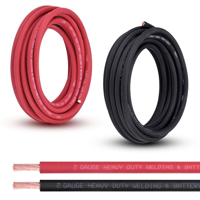Cable de soldadura Shirbly Cable de batería calibre 2 de 6 m rojo + 6 m negro