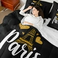 thumbnail image 4 of Manfei Romantic Paris Bedding Comforter Set 7-Piece, Gold Love Hearts Full Bedding Set, Eiffel Tower Print Fitted Sheet Flat Sheet, Luxury Bedroom Decor, 4 of 8