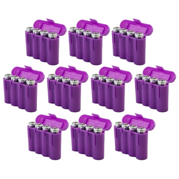 Ten (10) EBC Battery AA AAA Purple Plastic Battery Storage Case Holder Box USA Ship