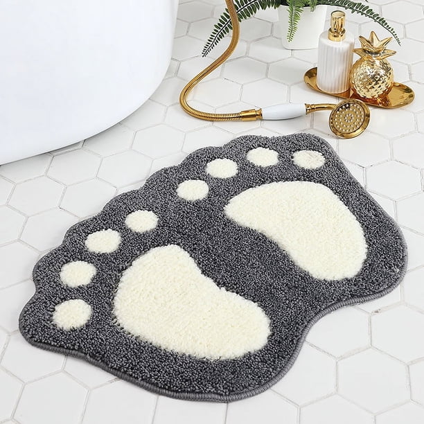 Alfombra de baño antideslizante y absorbente, estampado de pies grandes, poliéster, 40 x 60 cm