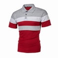 thumbnail image 1 of Polo de manga corta a rayas con bloques de colores para hombre, camiseta con cuello de verano, camisetas, 1 of 1