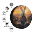 thumbnail image 4 of Salouo Flower Meditating Rabbit Print Spare Tire Cover 14-17 inch Spare Tire Protector Universal Tough Tire Wheel Cover for Trailer SUV and Truck-16 inch, 4 of 6