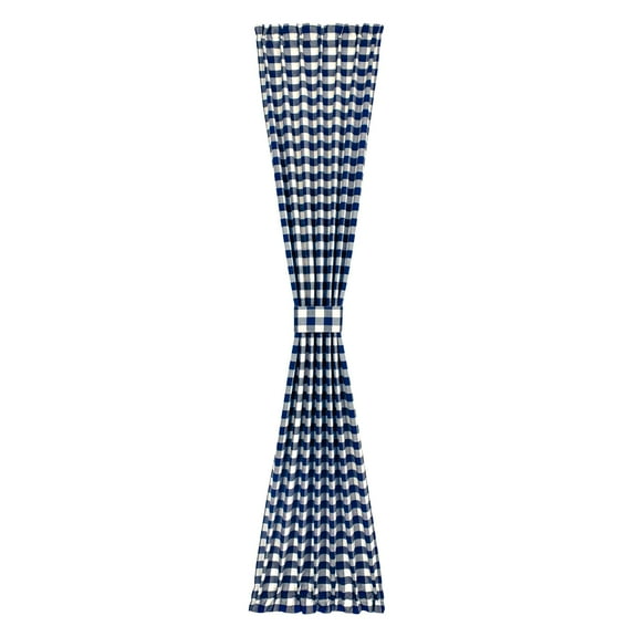 PowerSellerUSA French Door Curtain, Elegant Buffalo Plaid Curtains for Front Door, Classic Farmhouse Country Decor Plaid Gingham Checkered Design Door Curtains, 54" W x 72" L Single Panel, Navy