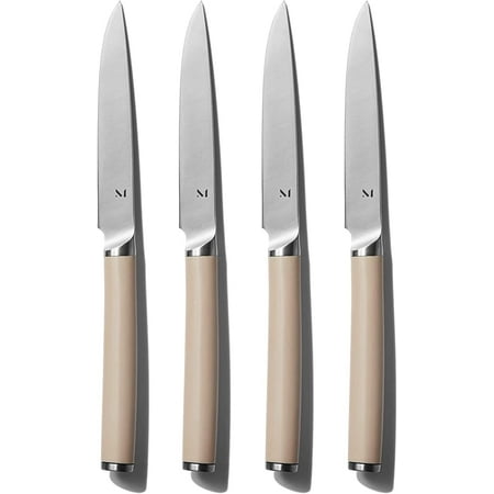 

The Table Knives 5pc Stainless Steel Steak Knives and Maple Stand Razor Sharp Matte Finish Dishwasher Safe Morel
