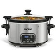 thumbnail image 4 of Sunvivi 4QT Programmable Slow Cooker with Locking Lid, Removable Ceramic Pot, 3 Heating Settings & Timer, Stainless Steel, Silver, 4 of 10