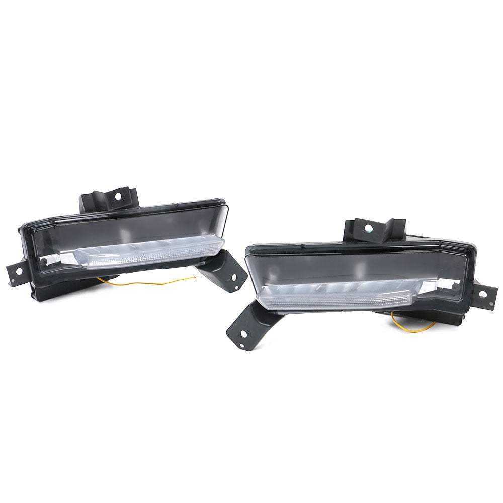 Ikon Motorsports Compatible with 16-18 Chevy Camaro SS DRL Fog Lights Lamps Clear W/ Amber Turning Signal 2Pc RH LH (Left + Right) 2016 2017 2018