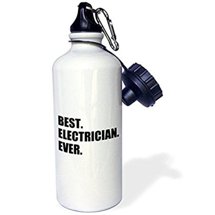3dRose Best Electrician Ever - fun gift for electronics job - black text, Sports Water Bottle,
