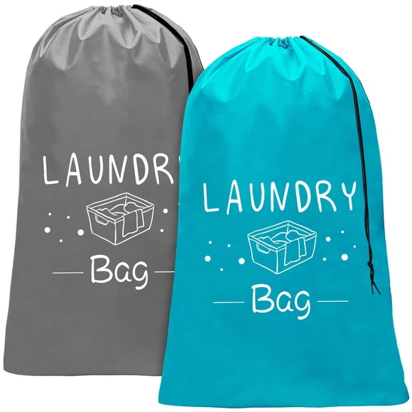 Sylfairy Paquete de 2 bolsas de lavandería de viaje extra grandes, organizador de ropa sucia con cordón, bolsas de lavandería de viaje resistentes, fácil de colocar en un cesto para la colada, artícul