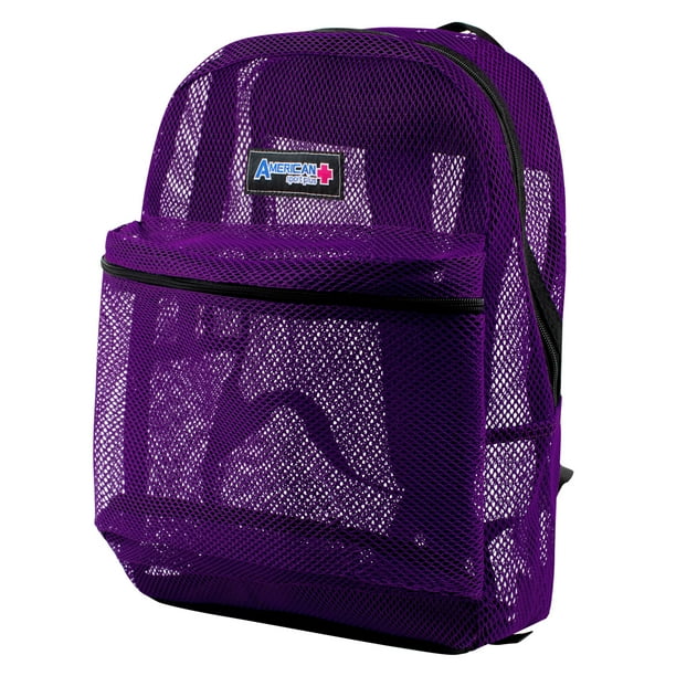 American Sport Plus Mesh 17" School Security Travel Backpack, Purple