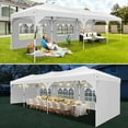 thumbnail image 3 of SANOPY 10x30 FT Pop Up Canopy Tent with One-Push Central Button and Air Vent, Instant Party Tent with 5 Sidewalls, Sandbags and Carry Bag for Patio, Backyard, Camping, White, 3 of 10