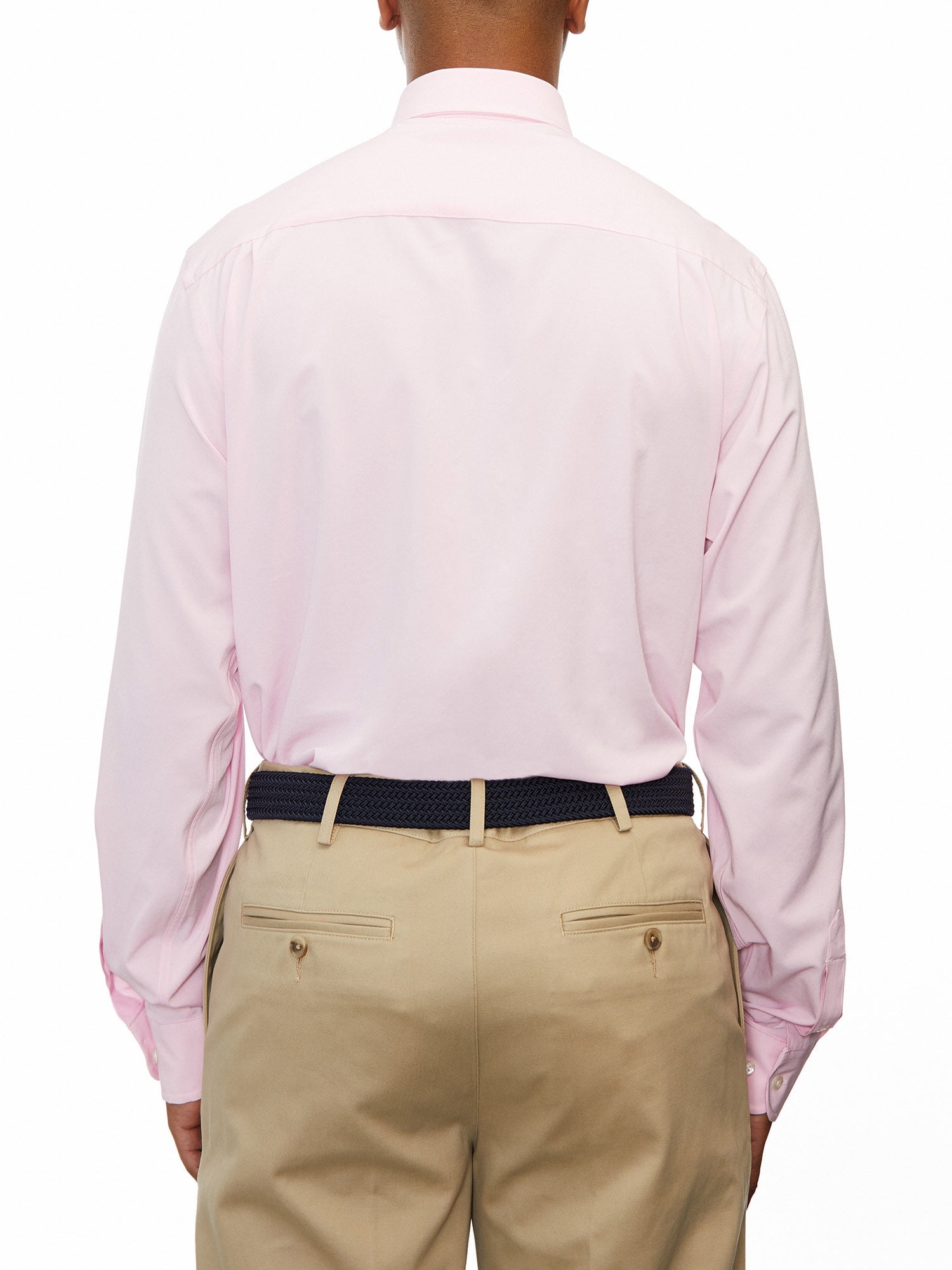 Lands' End Mens Regular-Fit Pink Solid Dress Shirt