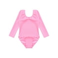 thumbnail image 3 of HULIJA Fleece-Lined Dance Leotard Solid Color Long Sleeve Ballet Gymnastics Bodysuit for Kids Girls Pink 150, 3 of 7