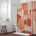 thumbnail image 6 of Geometric Pattern Shower Curtain for Bathroom Decor, Abstract Orange Square Modern Art Waterproof Fabric Shower Curtain, 48"x72" Set with 12 Hooks, 6 of 9