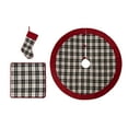 Glitzhome Black & White Plaid Fabric Christmas Tree Skirt/Pillow Cover