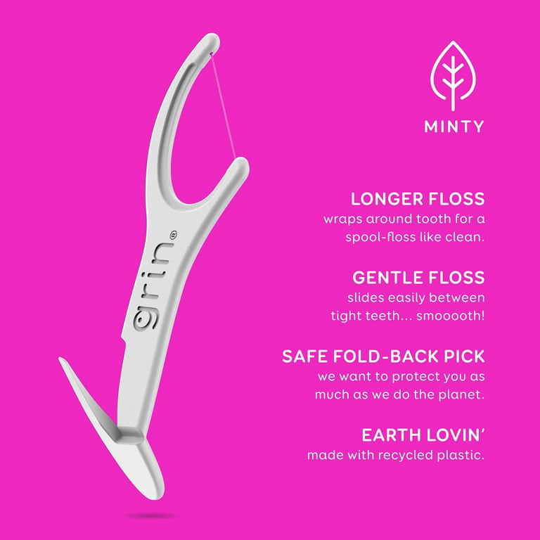 Grin Smooth Flosspyx - 75 ct - Dental Floss Picks, Flossers, Made