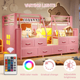 thumbnail image 6 of Harper & Bright Designs Twin Metal Loft Bed with Storage Drawers and Shelves, Low Loft Bed Frame with Storage Stairs and Lights, Pink, 6 of 15