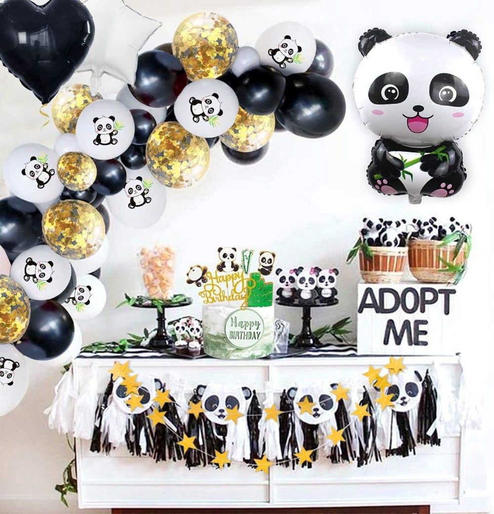 86-teiliges Panda-Party-Set – Mit Armbändern, Schlüsselanhängern, Tüten & Aufklebern