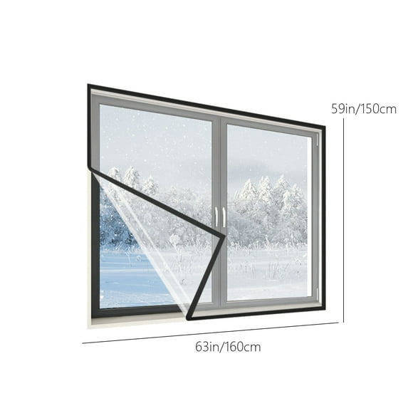 Thermal Window Film Insulation 150 cm x 160 cm and 180 cm x 200 cm Clear ABS Windproof Coldproof Frostproof Sealing Film for Windows