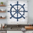 thumbnail image 5 of Navy Blue Coastal Sheer Curtains 45 Inches Long, Vintage Nautical Summer Rudder Light Filering Curtains, Breathable Simi Curtain Privacy Drapes for Kitchen Bathroom Lightweight Small Window Treatment, 5 of 9