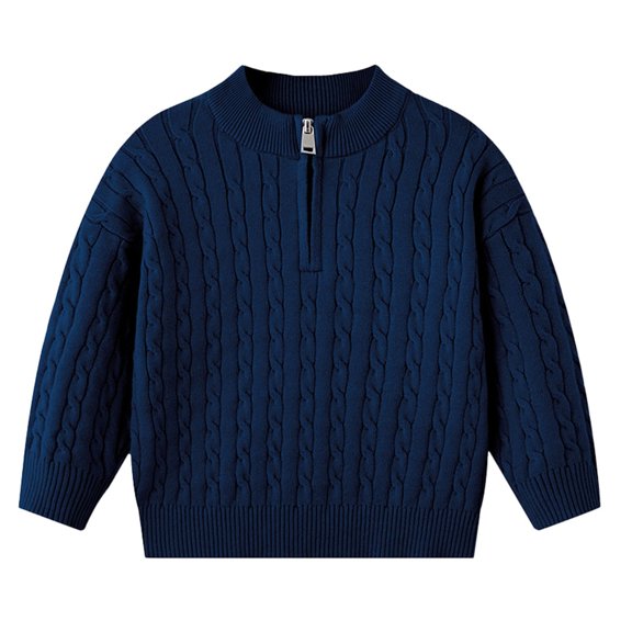 REDARER Girls Knit Sweater Lined Warm Zip Up Pullover Soft Comfortable Winter High Neck Top for Kids,Kids Clothing,Size:3-4 Years