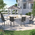 thumbnail image 3 of ELPOSUN Patio Swivel Bar Stools Chair of 6, Outdoor Bar Height Set, All Weather High Back and Armrest Rocking Stools & Bar Chairs for Backyard, Lawn Garden, Balcony and Pool, Dark Gray, 3 of 6