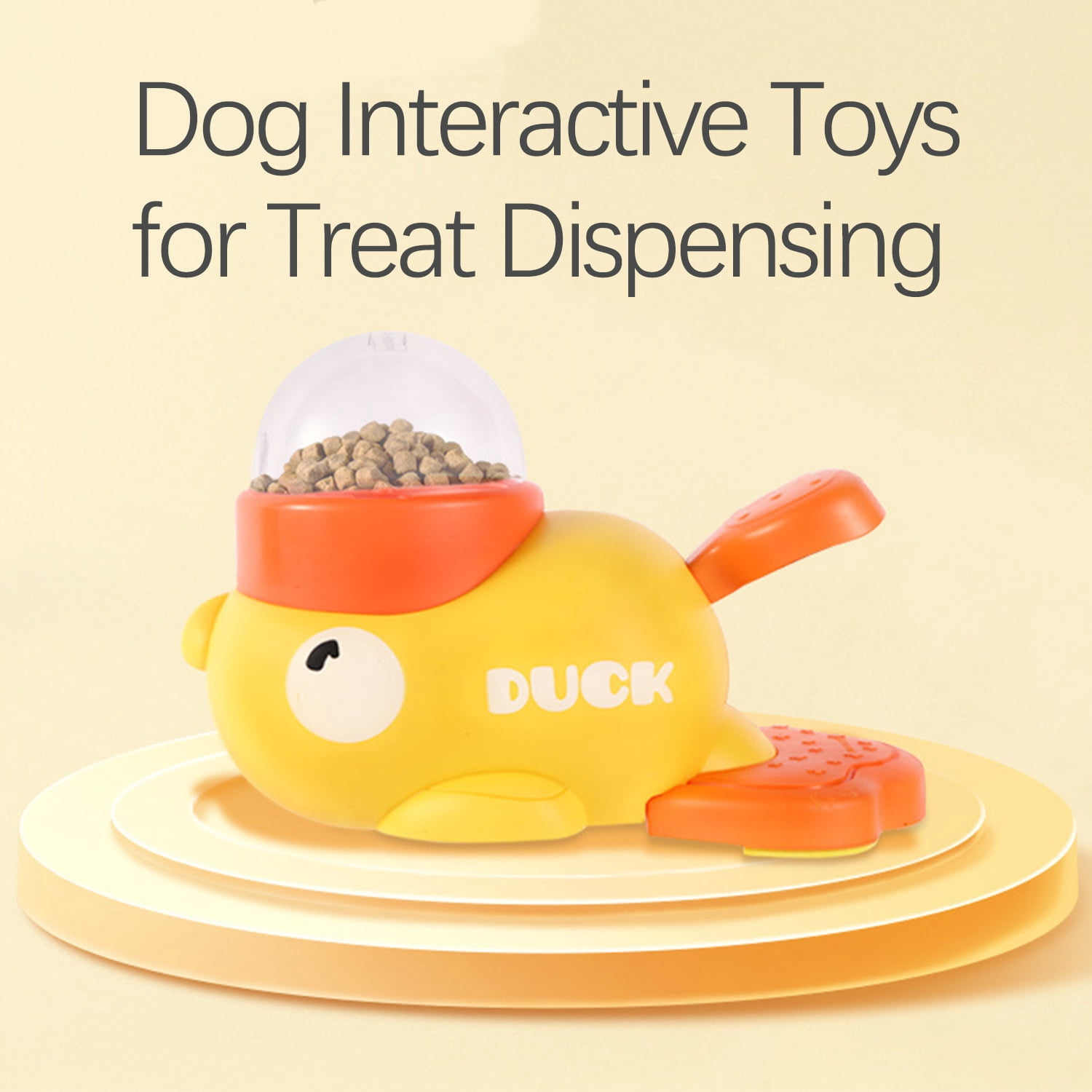 Interactive Dog Toy for Treat Dispensing, 8.7×5.5×4.3in, Chewable Food Puzzle, Yellow Duck Pet Training Reward