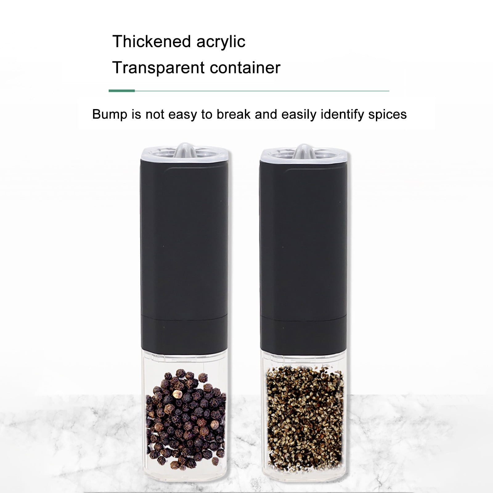 Cadorn Electric Pepper Grinder - Type - C Rechargeable, 6 - Level Coarseness Adjustment, Waterproof with LED Light, Dual - Chamber Option for Salt & Pepper