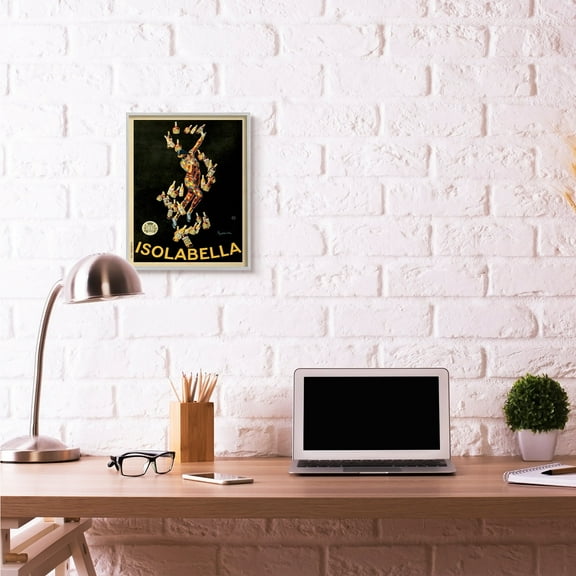 Stupell Industries Isolabella Vintage Poster Drink Design Graphic Art Gray Framed Art Print Wall Art, 16x20, by Marcello Dudovich