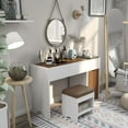 thumbnail image 5 of Furniture of America Caron Wood 2pc Flip-Top Vanity Table Set in White & Walnut, 5 of 10