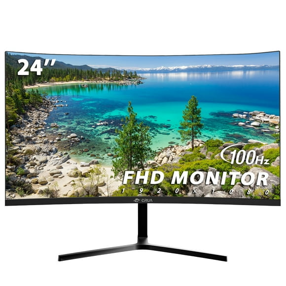 CRUA 24 Inch Flat Monitor, FHD(1920×1080P) 100HZ 120% sRGB Computer Monitors, Narrow Bezels on Three Sides, Blue Light Filter PC Monitor for Home, Office and Dormitory(HDMI, VGA)