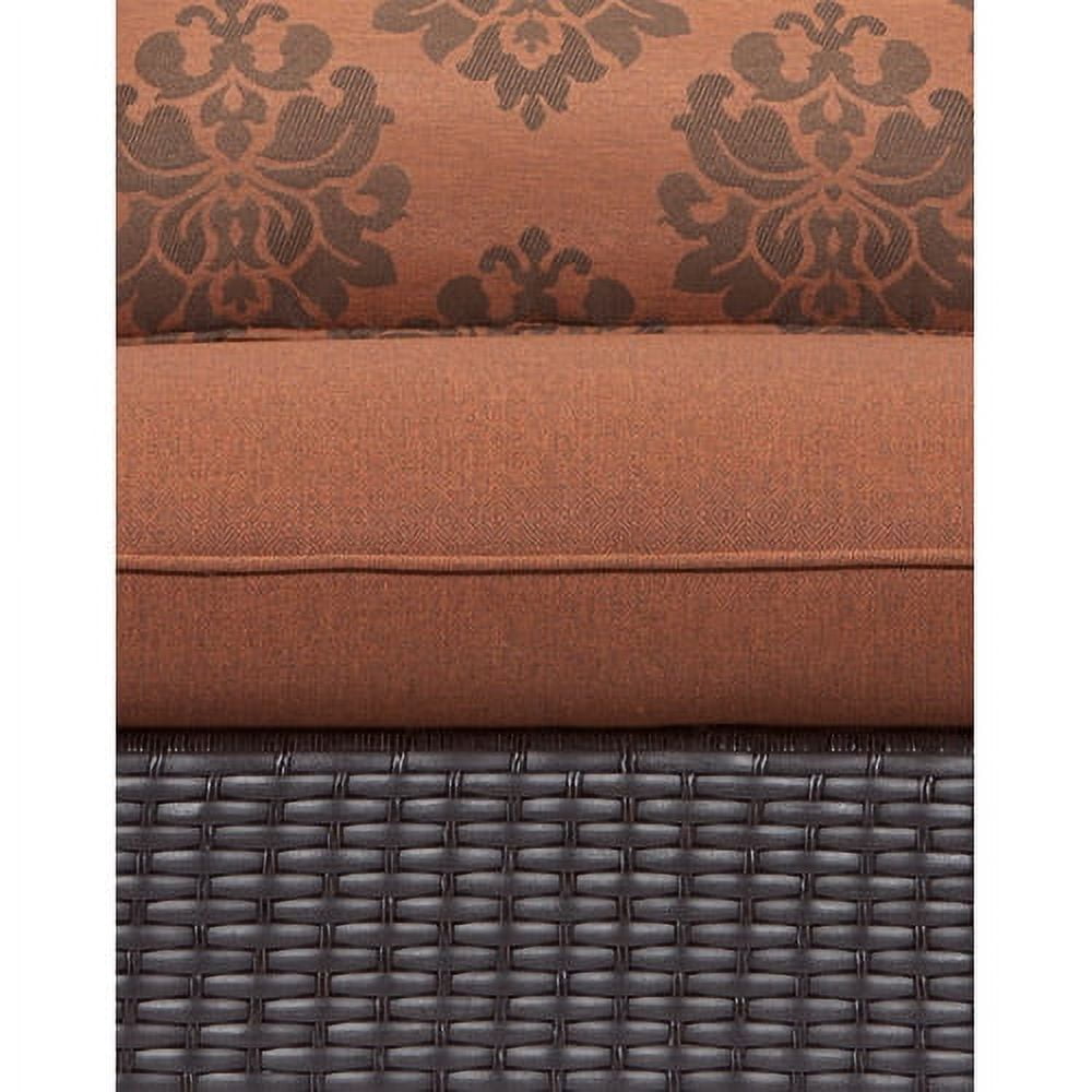 Hanover Strathmere Allure 2-Piece Steel Outdoor Patio Set Outdoor Patio Deep Seating Set with Brown Wicker, Woodland Rust Brown Cushions, and Oversized Ottoman, STRATHALLURE2PC