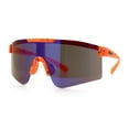 thumbnail image 4 of Xloop Boys Child Size MTB Shield Color Mirror Rimless Plastic Sport Sunglasses [Orange - Blue Mirror], 4 of 6